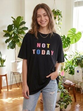 superdown Black 'Not Today' Graphic Tunic Tee with Multicolor Letters
